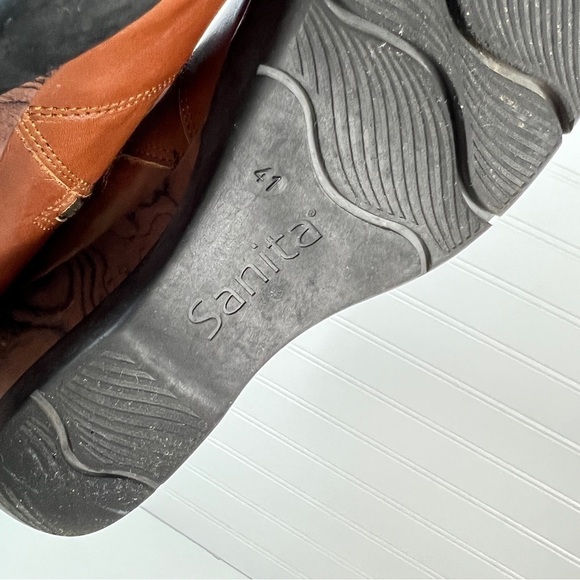 Sanita Maddox Women's 41 /10 Fold Over Wedge Leather Ankle Boots Booties Cognac. - Picture 10 of 11